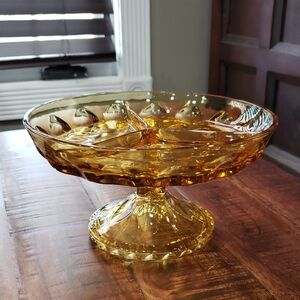 Amber Glass Tri Vintage Dish